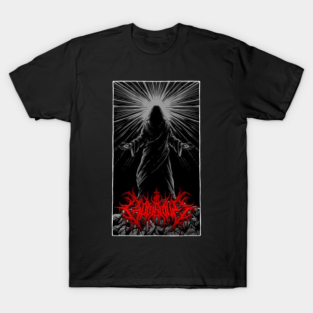 God is Love Redeemer  death metal design (grey) T-Shirt by Tmontijo